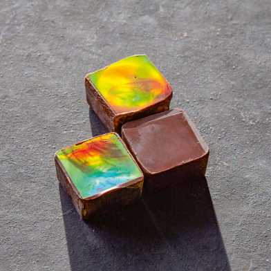 Colourful shimmering chocolate