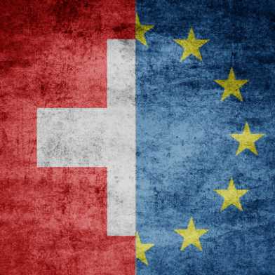 The Swiss and European flags