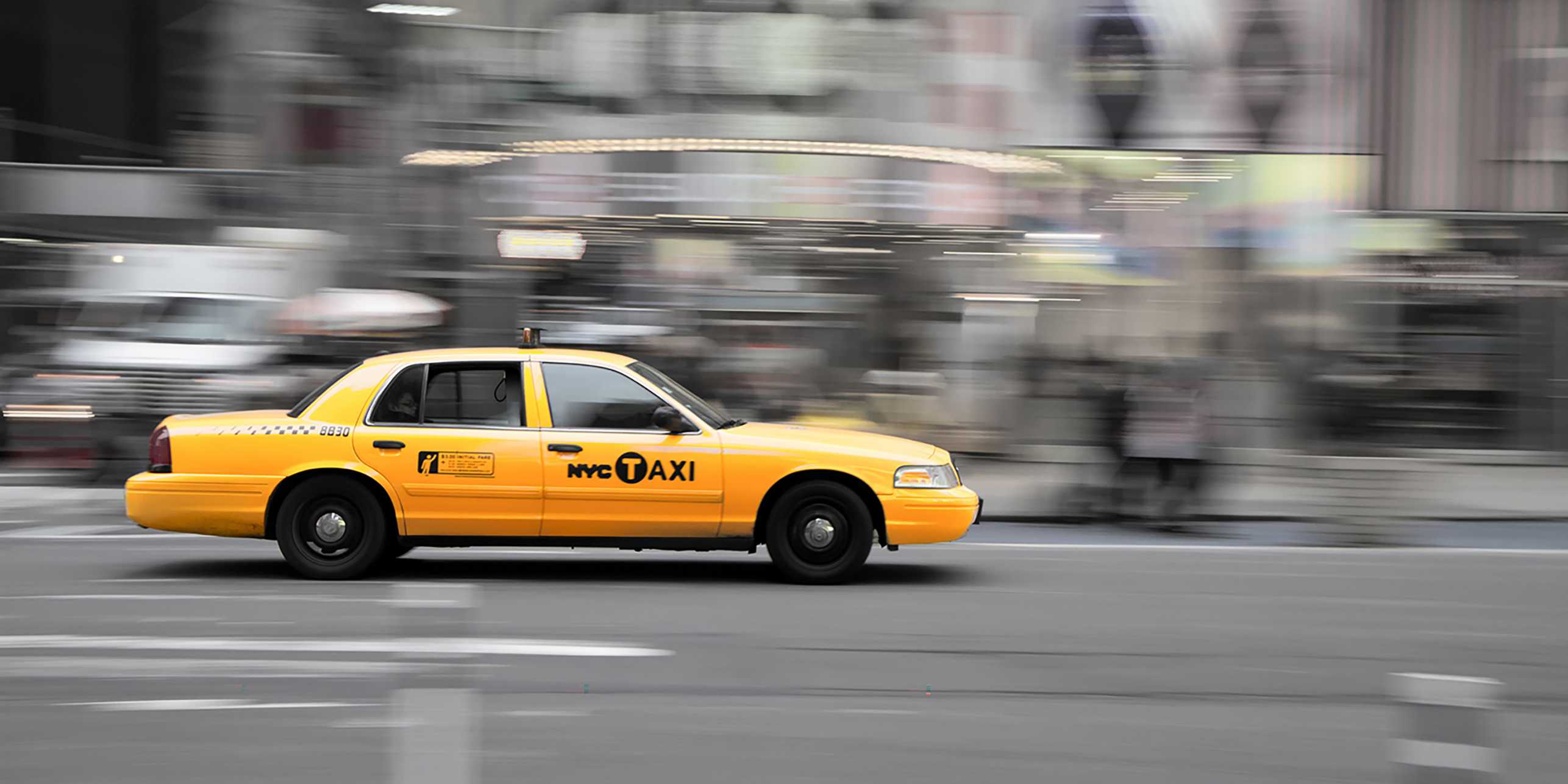 A yellow cab in the streets of New York