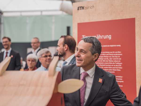 President Ignazio Cassis at the ETH booth