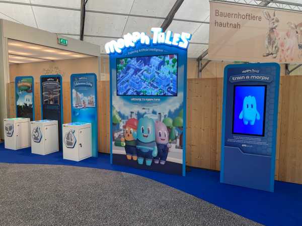 Various interactive games can be seen on the picture. Large in the middle is the Morph Tales.