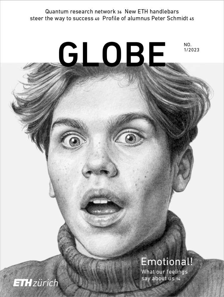 Globe 23/01 Titelblatt: Pencil drawing of face with surprised expression
