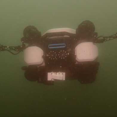 Diving robot in turbid water
