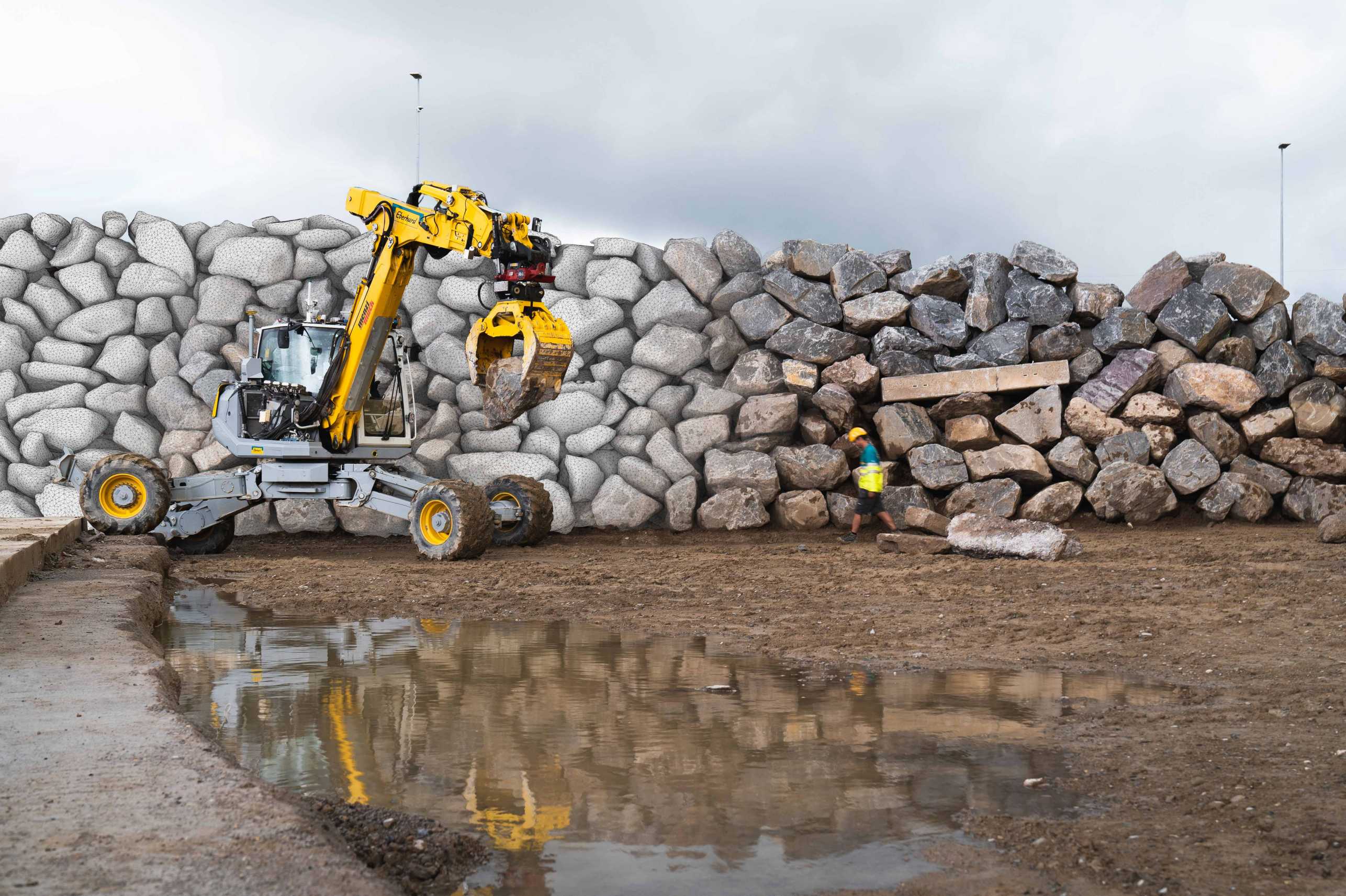 Autonomous Excavator Constructs a 6-Meter-High Dry-Stone Wall