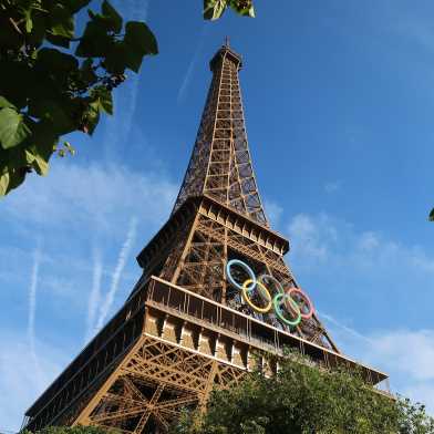 Olympic rings on the Eiffel Tower