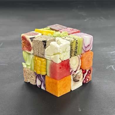 Rubik's Cube consisting of food