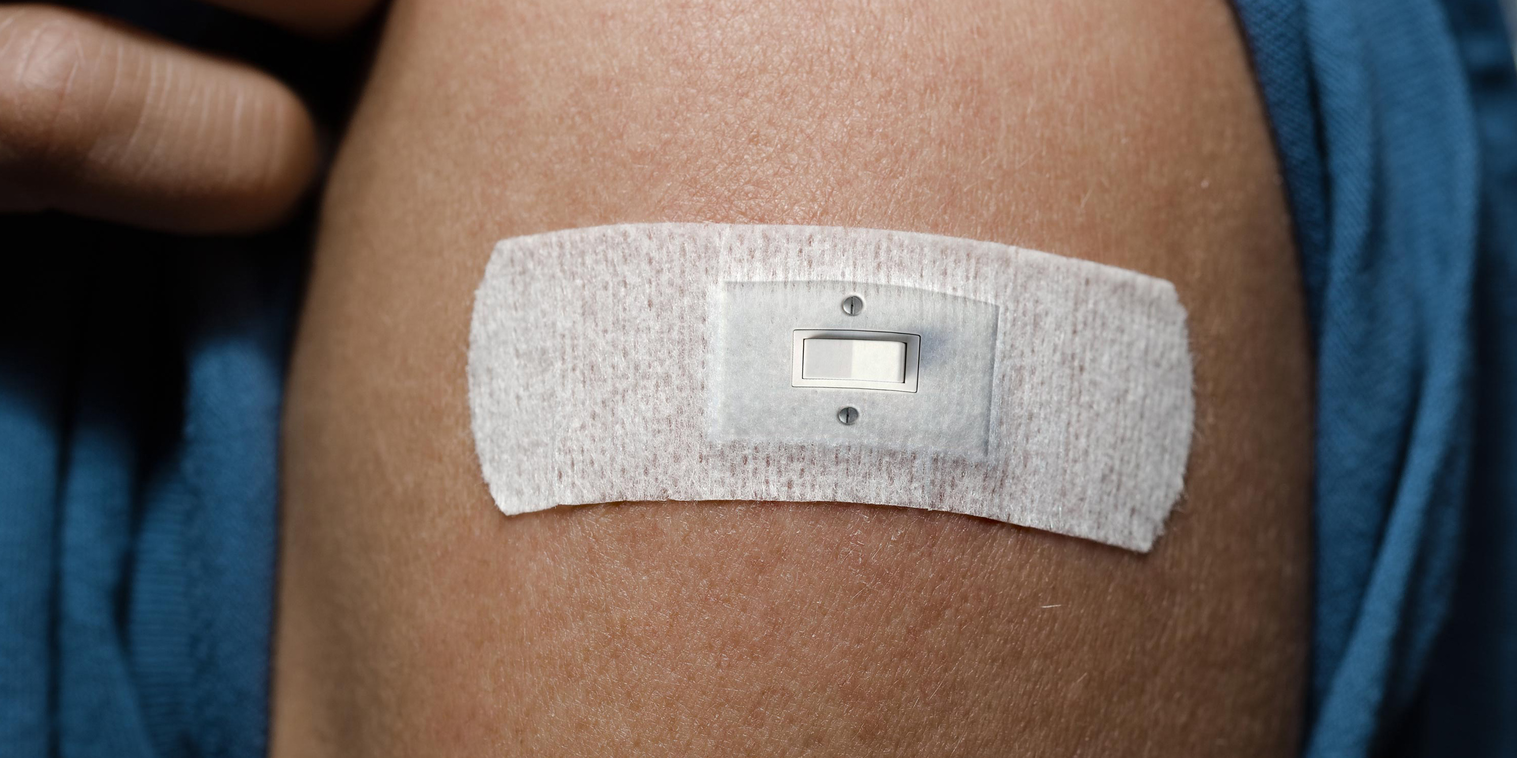 White skin patch with a switch, symbolic image