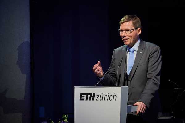 ETH Zurich President Joël Mesot talking from a stage