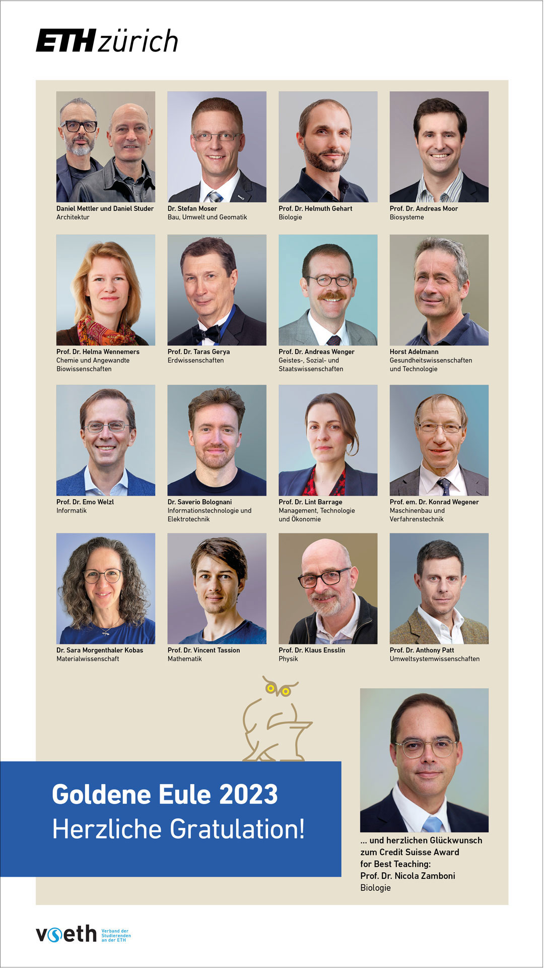 Enlarged view: Poster with the winners of the golden owl 2023