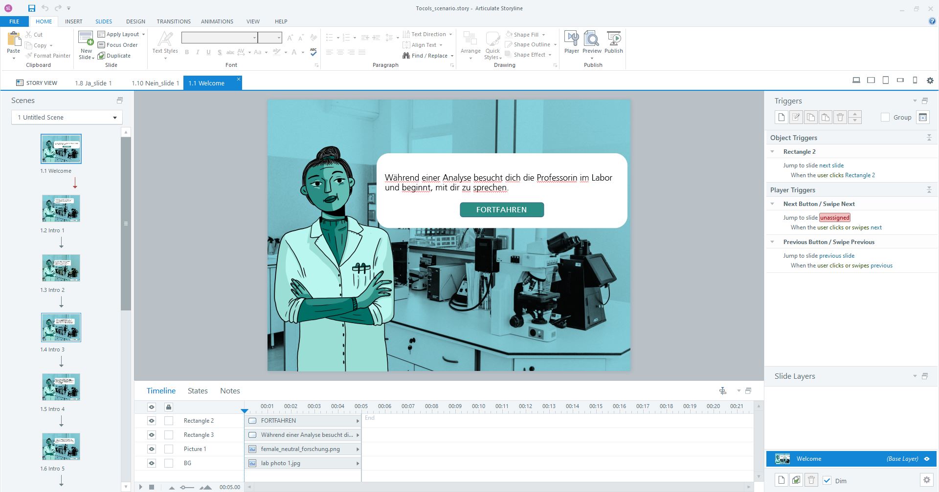 Implementation of the interactive illustration in the LMS Software Articulate