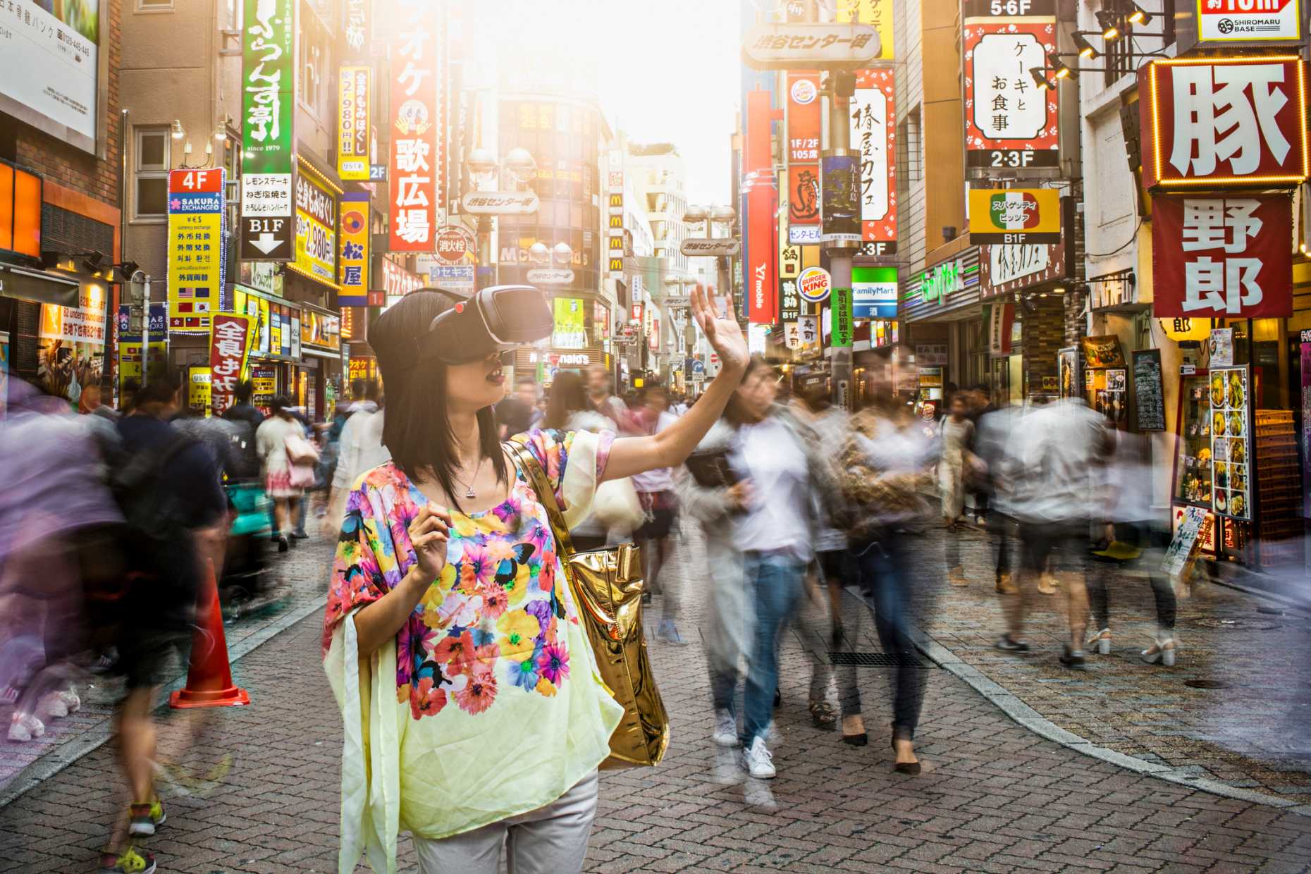 Japanese lady with 3D glasses