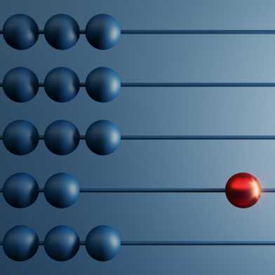Different red colored ball between others on abacus