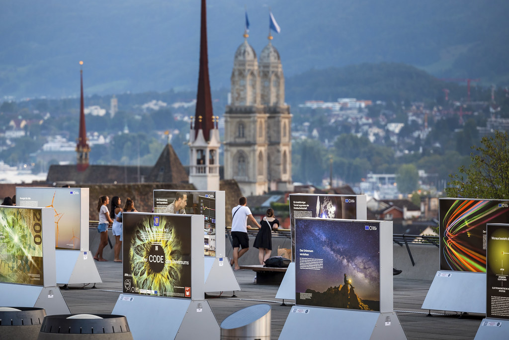 ETH exhibition „Code of the Universe“ on the Polyterrasse of ETH Zürich