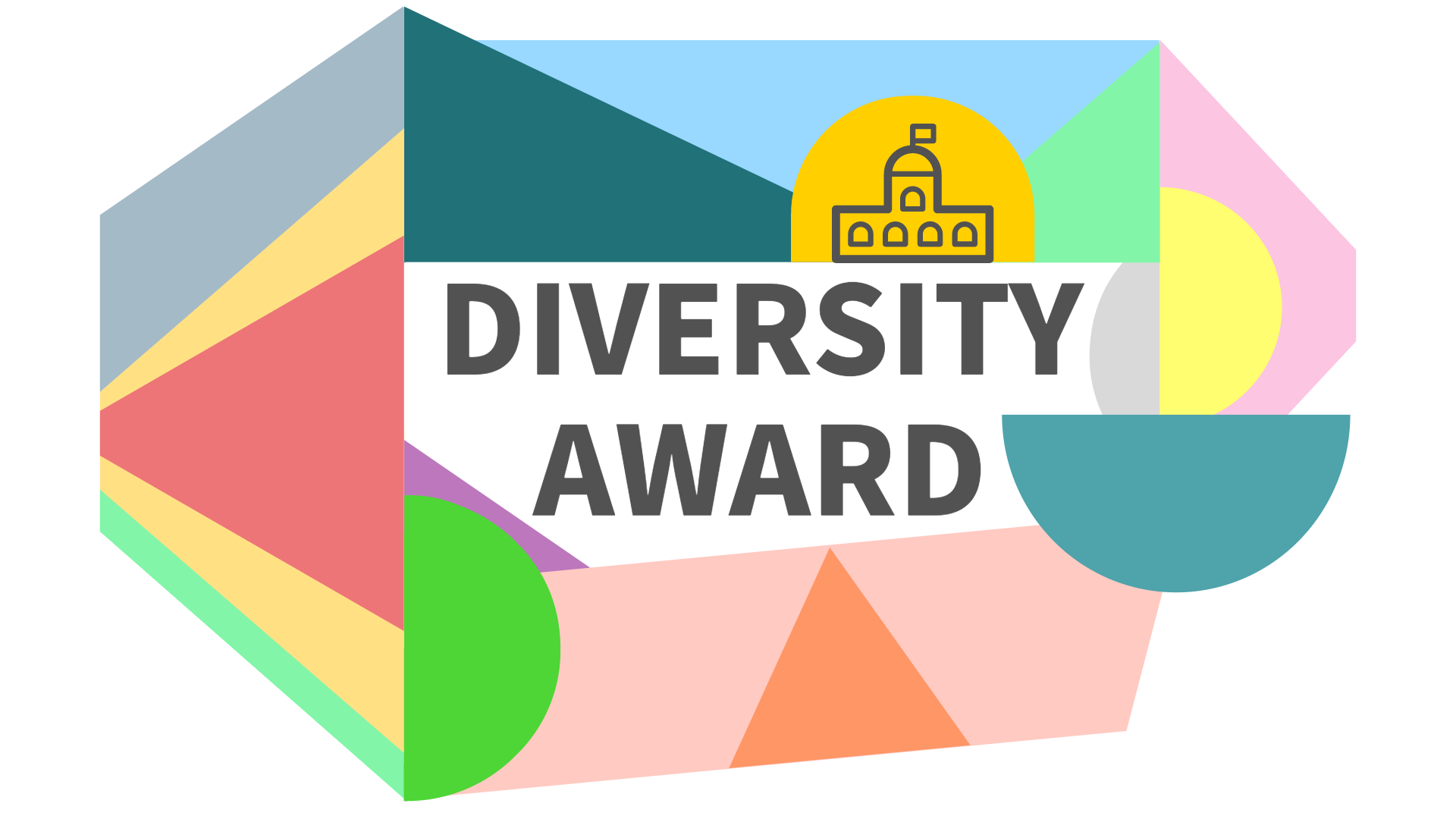 Visual des Diversity Awards aus verschiedenen bunten Formen und einer kleinen Abbilungs des ETH Hauptgebäudes