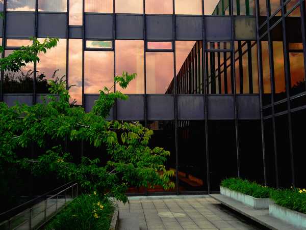Platz 12: «Auf den HIL-Terrassen spiegeln sich die von Sonnenuntergängen umgebenen Grünflächen an der Fassade des Gebäudes. (Bild und Text: Paola Falconi, Masterstudentin / D-ARCH)