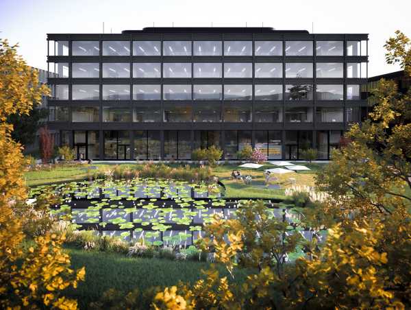 Mit dem HPQ entsteht auf dem Campus Hönggerberg zwischen 2022 und 2028 das Physikgebäude der Zukunft. Der angrenzende Flora-Ruchat-Roncati Garten wird erweitert. (Bild: ETH Zürich / Ilg Santer Architekten)