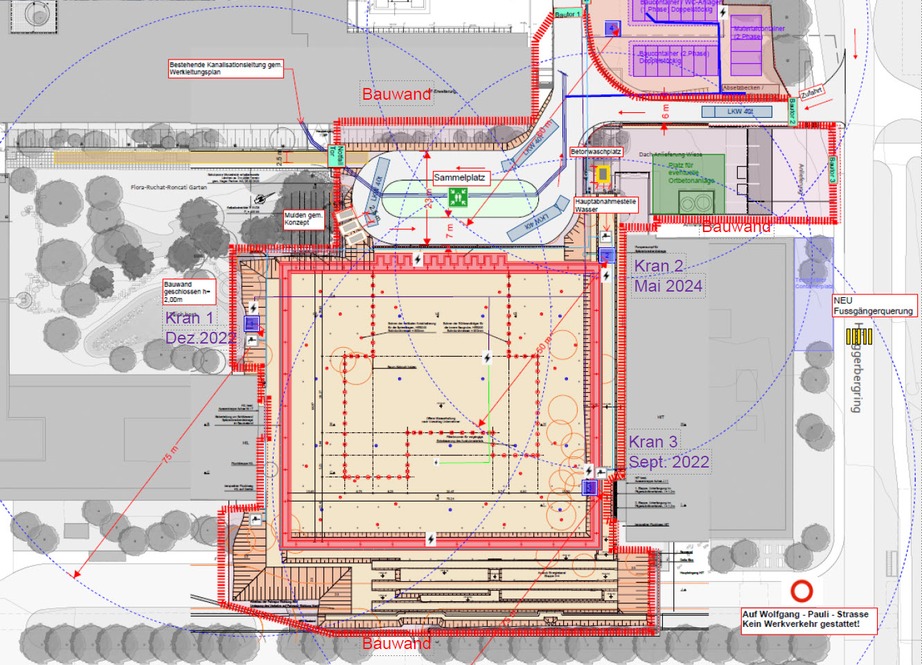 Vergrösserte Ansicht: Baustellenplan des Gebäudes HPQ