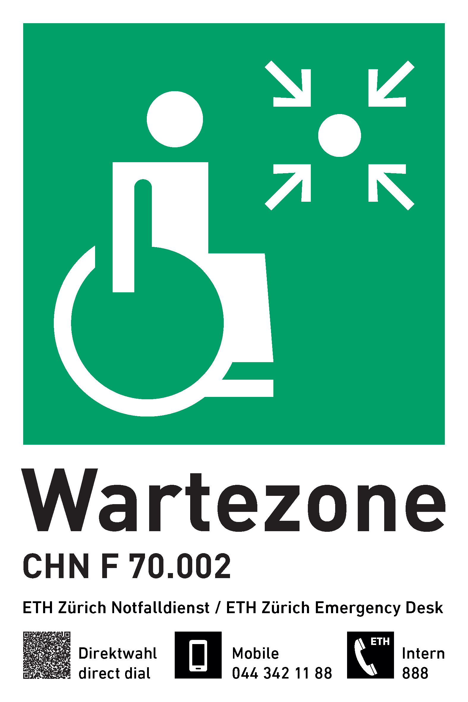 Vergrösserte Ansicht: Neues Piktogramm für die Wartezone für mobilitätseingeschränkte Personen.