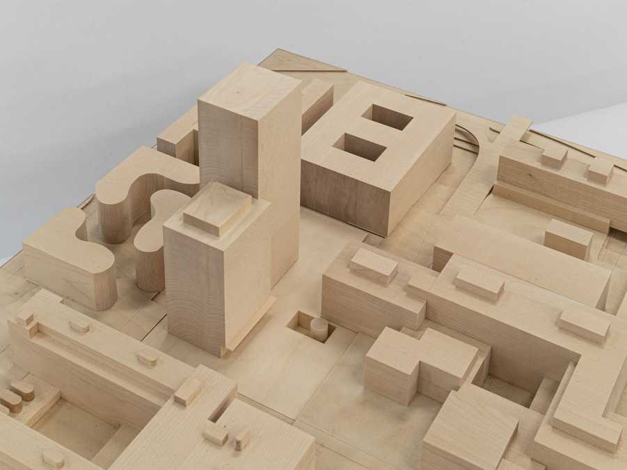 Das Foto zeigt das Modell des zukünftigen Gebäudes HWS.