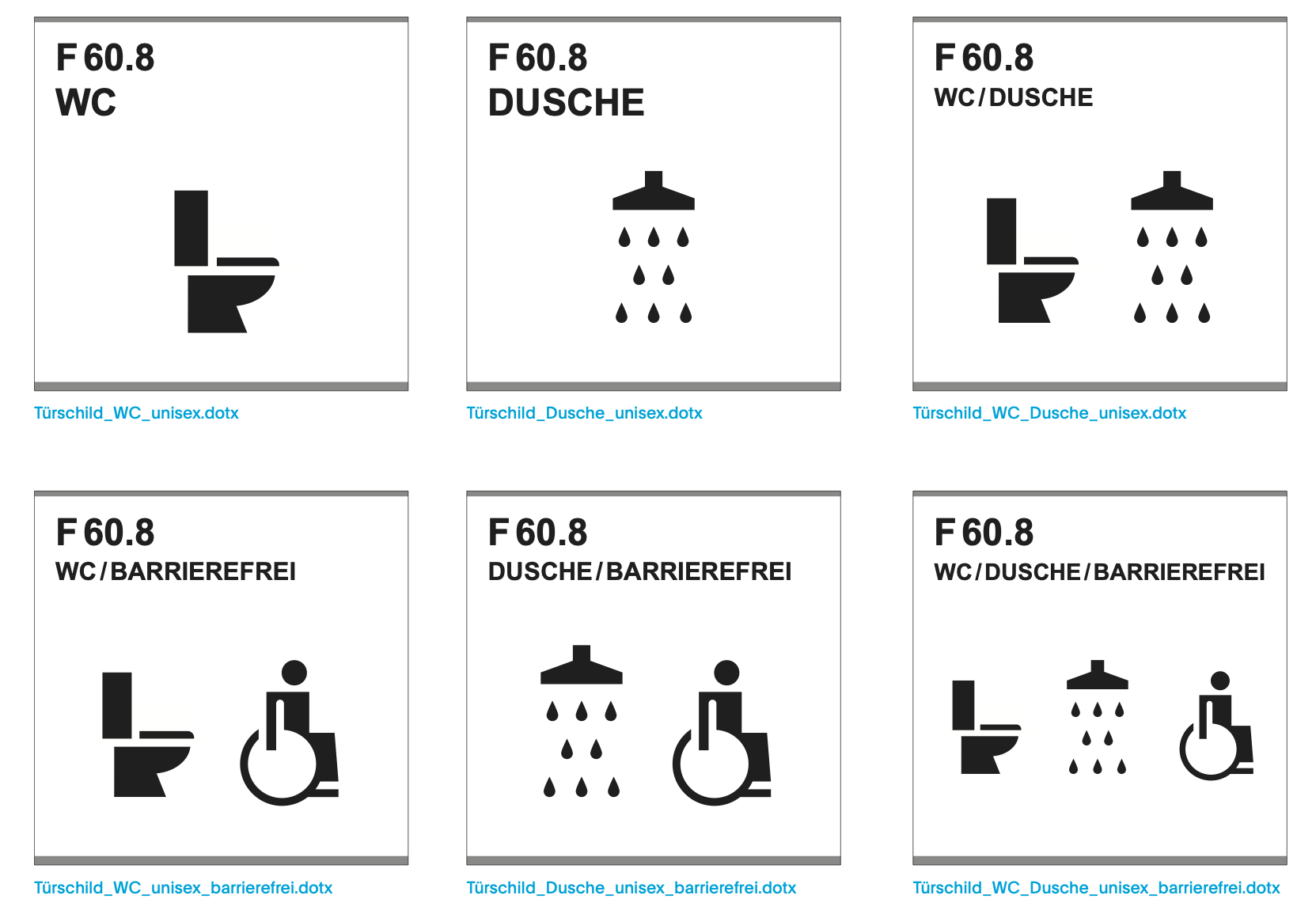 Direction signs for genderneutral toilets and showers