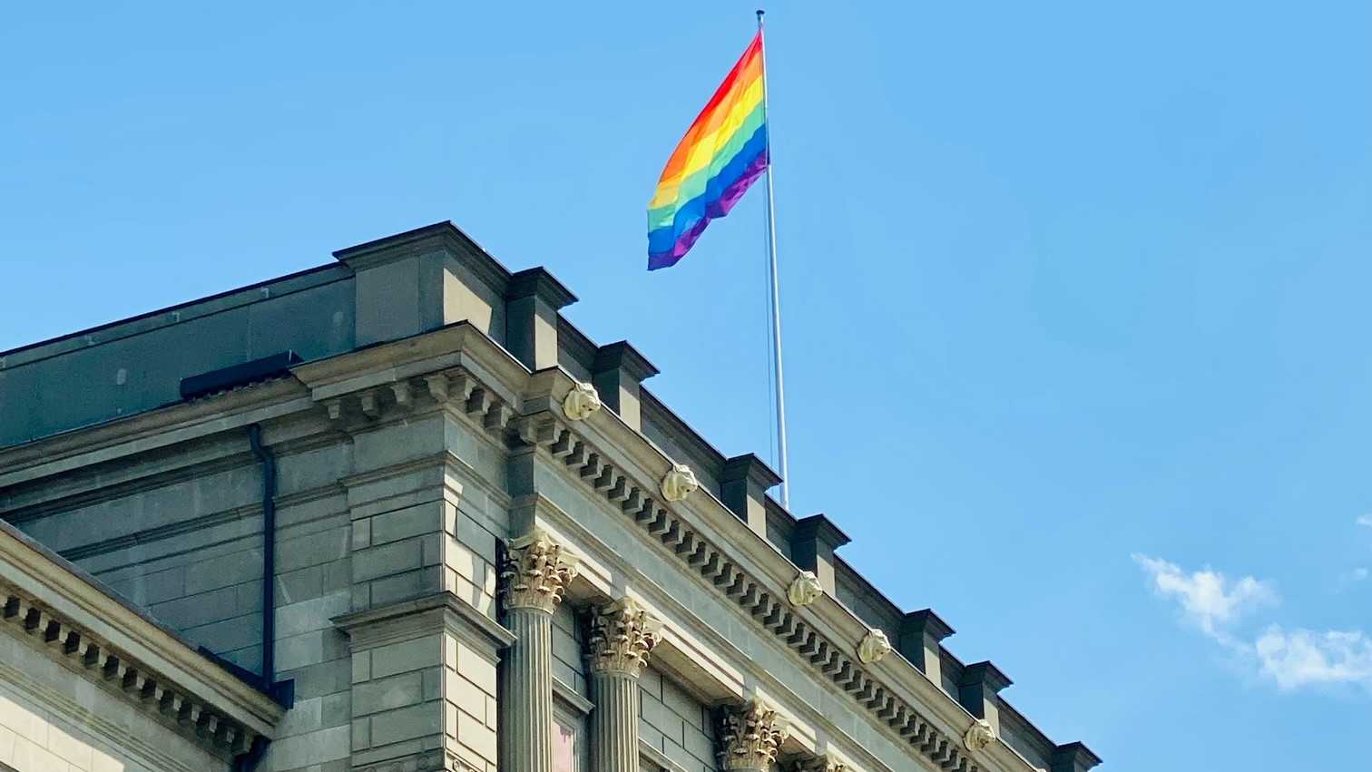 Pride flag on the main building