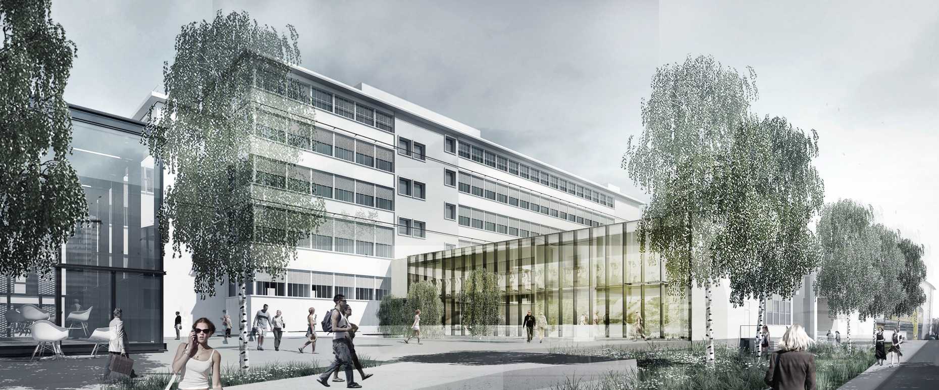 Enlarged view: Rendering of the logistics centre in Oerlikon (Visualisation: architects group8, Geneva)