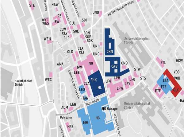 Overview of ETH Zurich’s current and planned building and renovation projects in the city centre. (Image: ETH Zurich)