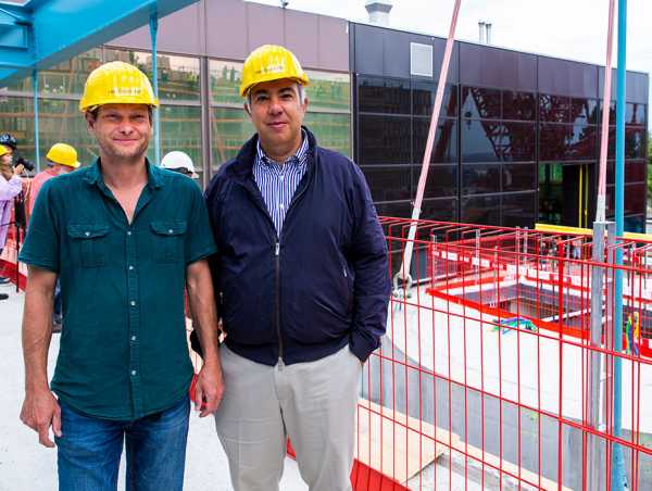 Delighted: Ioannis Anastasopoulos, Professor of Geotechnics, and his colleague, Ralf Herzog (on the left).