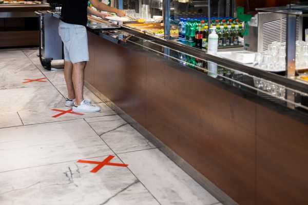 Markings on the floor for social distancing