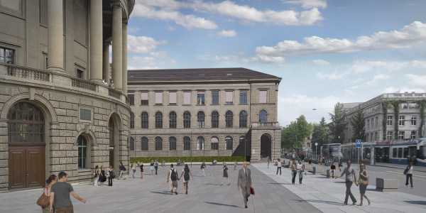 Visualization of the future forecourt of the main building