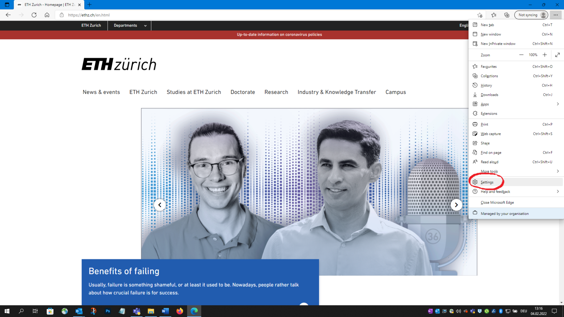 Enlarged view: View Microsoft Edge