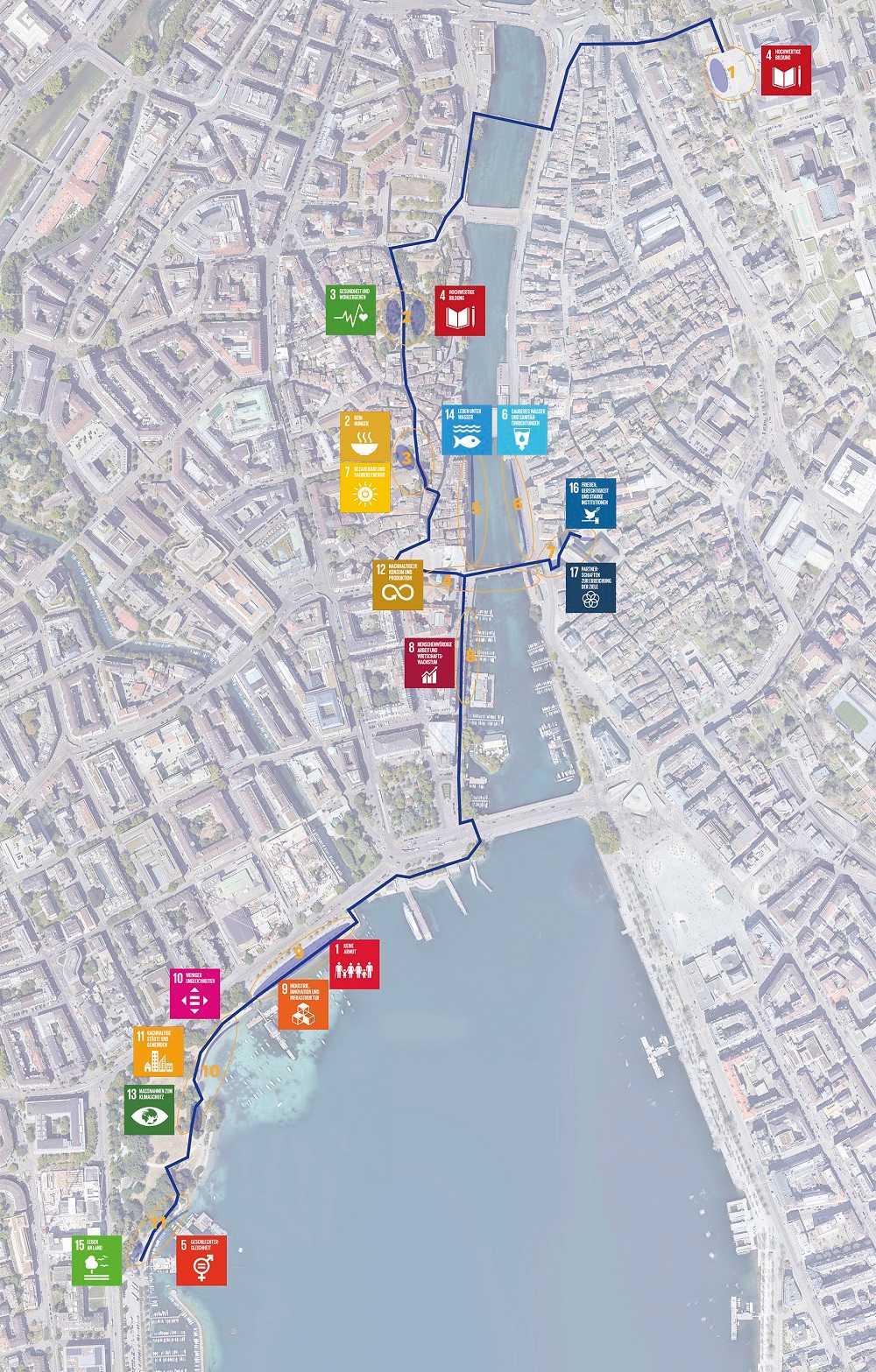 Overview of exhibition locations in the city of Zurich
