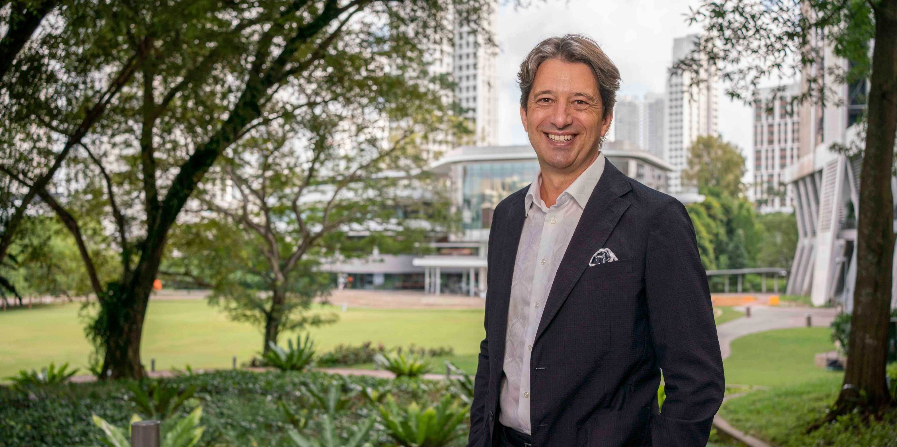 Gisbert Schneider in front of the campus in Singapore