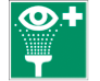 Green square with an eye wash symbol