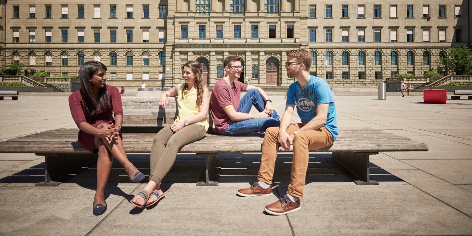 Example image: students on the polyterrace
