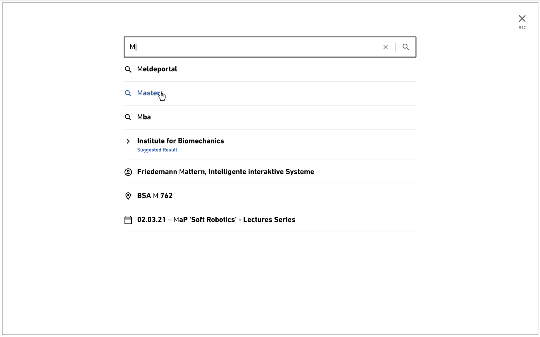 Enlarged view: Fig. 10. Screenshot of secondary search overlay with suggestions