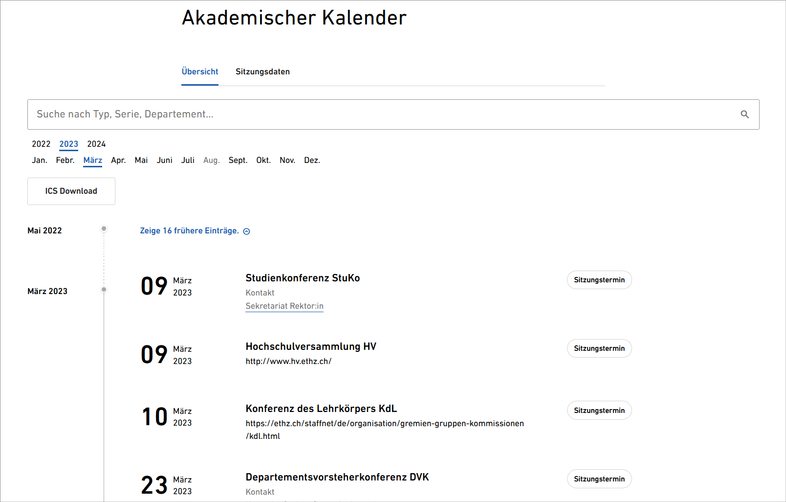 Screenshot preview new academic calendar design